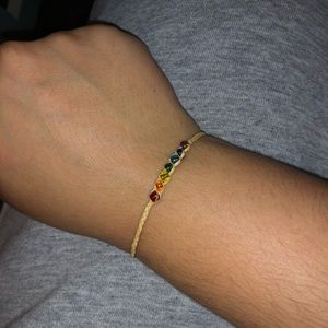 Rainbow Beaded Woven Bracelet